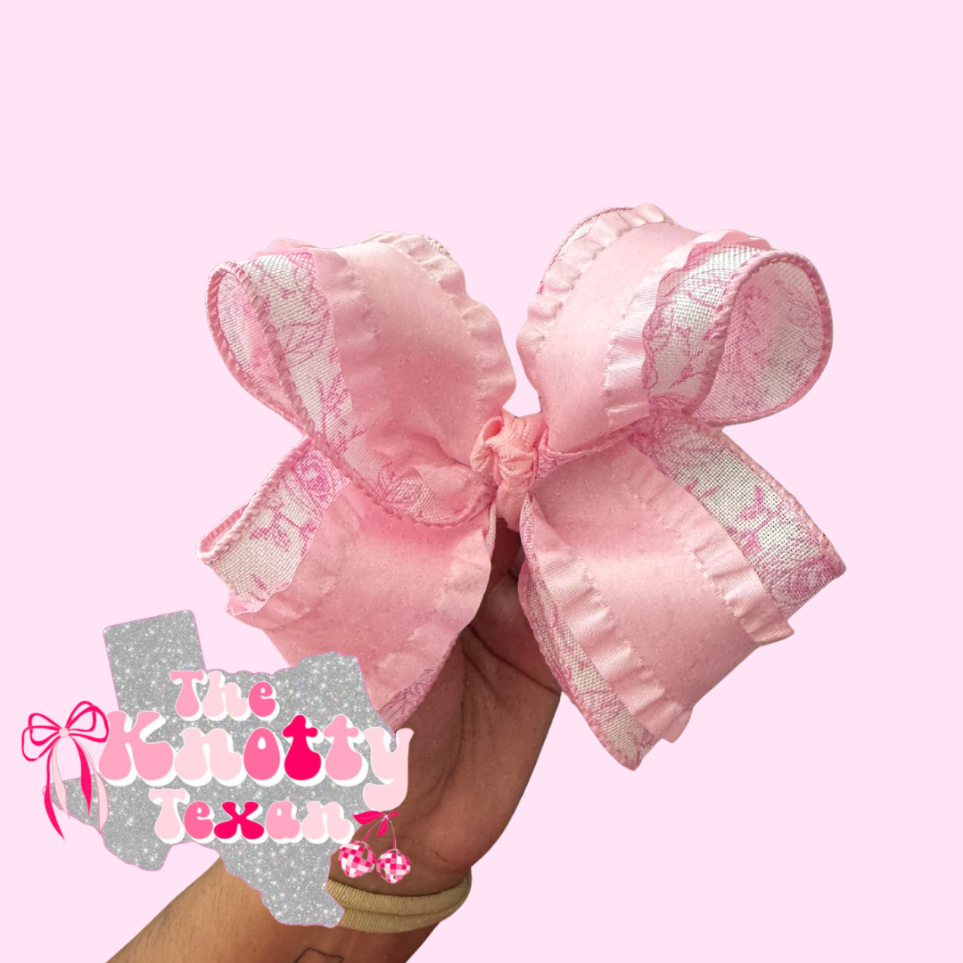 Pink Roses Ribbon Bow