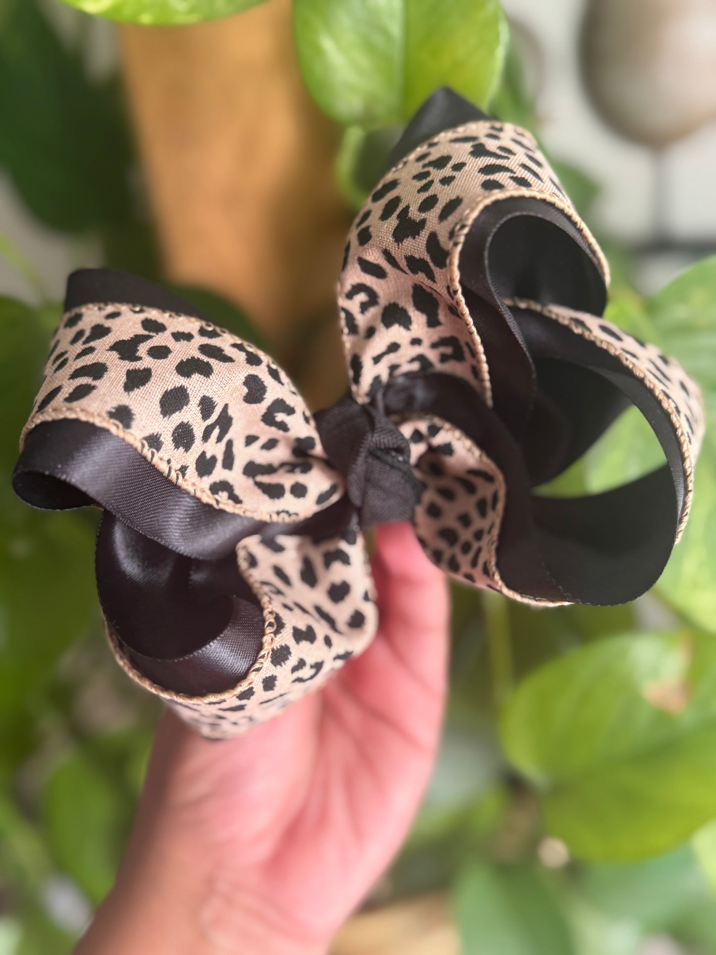 Black and Leapard Ribbon Bow