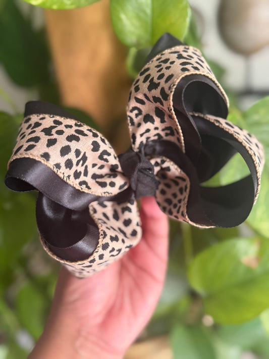 Black and Leapard Ribbon Bow